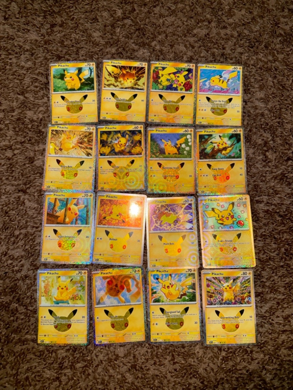 16/30 Pokemon 30th Anniversary Pikachu Holo Cards